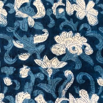 Preview: Indigo Hand Block Print aus Indien - FLOWER ORGANIC COTTON